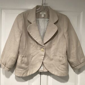 Ann Taylor LOFT Beige Gold shimmer Textured Blazer Size 6